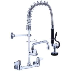 Pre Rinse Spray Unit With Swing Faucet Wall Mount Double Inlet Height 600mm Stainless Steel | Adexa EQ7802A08