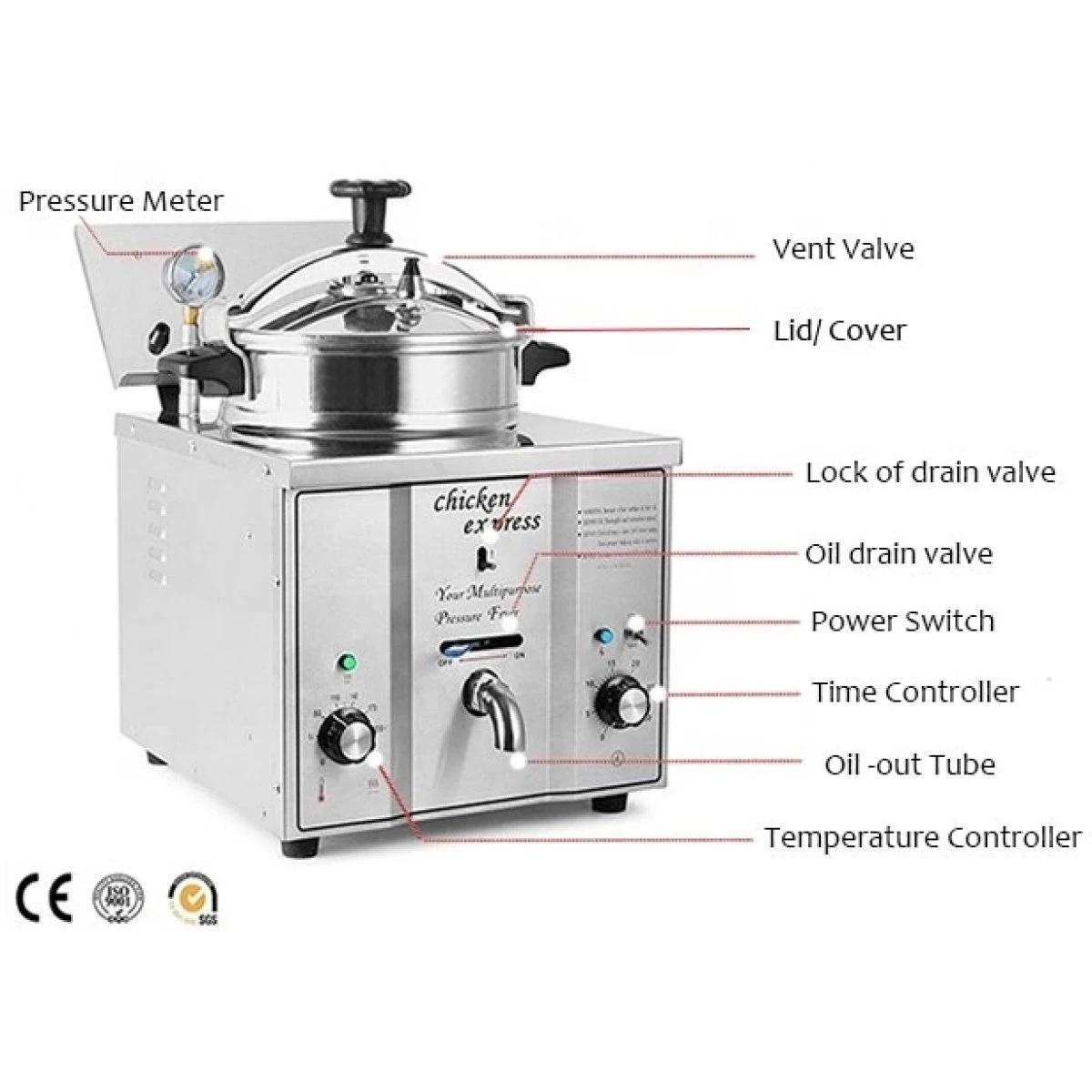 Commercial Pressure Fryer 15 Litres 3kW Countertop | Adexa MDXZ16 11 Commercial Pressure Fryer 15 Litres 3kW Countertop | Adexa MDXZ16 - Image 9