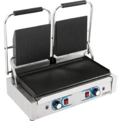 Heavy Duty Twin Panini Contact Grill Dual Zone 1.8kW Ribbed | Adexa MLP813 -Kitchen Supplies MLP813 1200x1200 1