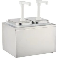 Commercial Condiment/Sauce Pump Dispenser 2x2 Litre Stainless Steel | Adexa NHP002