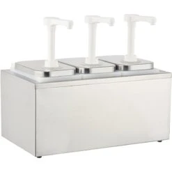 Commercial Condiment/Sauce Pump Dispenser 3x2 Litre Stainless Steel | Adexa NHP003