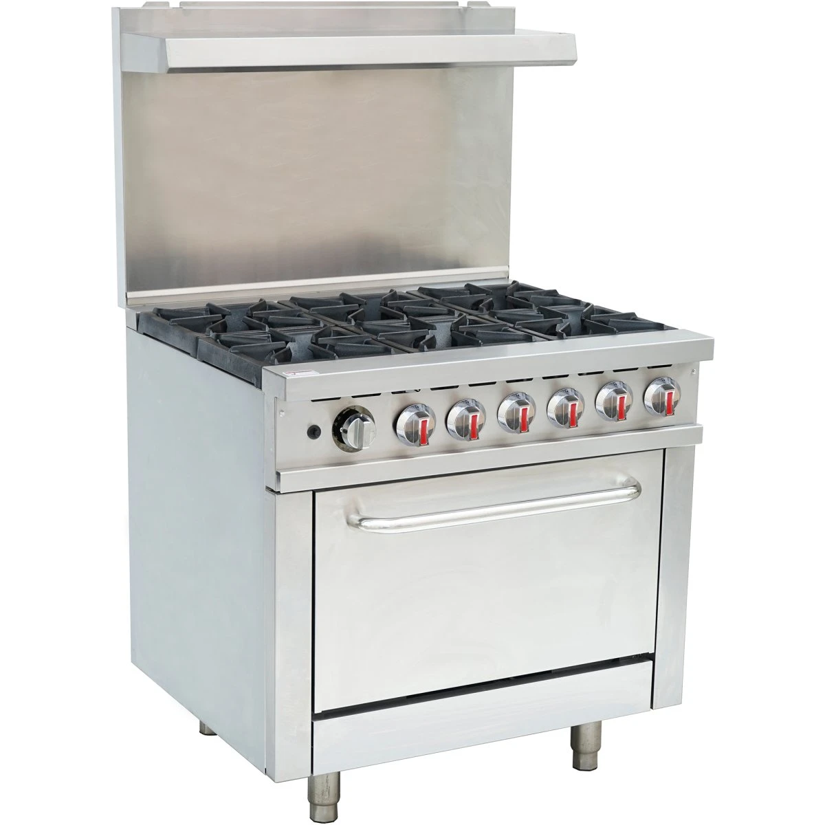 Professional Stainless Steel Gas Range Oven (8kW/hr) With 6 Burners (36kW/hr) And Removable Overshelf | Adexa RGR36X 6 Professional Stainless Steel Gas Range Oven (8kW/hr) With 6 Burners (36kW/hr) And Removable Overshelf | Adexa RGR36X - Image 4