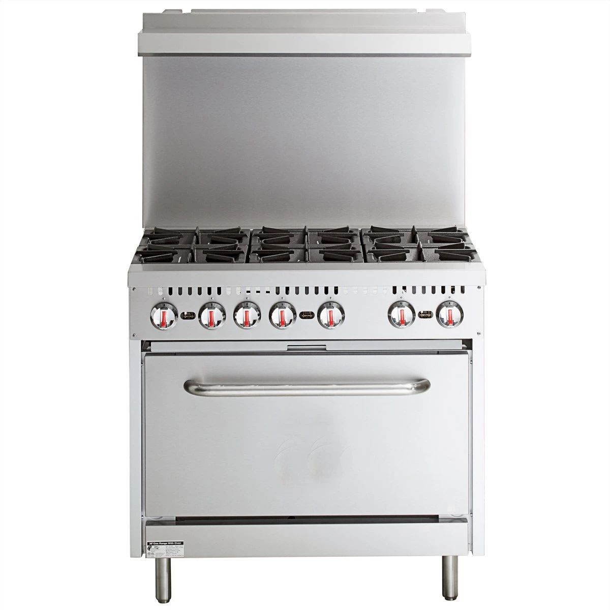 Professional Stainless Steel Gas Range Oven (8kW/hr) With 6 Burners (36kW/hr) And Removable Overshelf | Adexa RGR36X 4 Professional Stainless Steel Gas Range Oven (8kW/hr) With 6 Burners (36kW/hr) And Removable Overshelf | Adexa RGR36X - Image 2