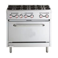 Professional Stainless Steel Gas Range Oven (8kW/hr) With 6 Burners (36kW/hr) And Removable Overshelf | Adexa RGR36X