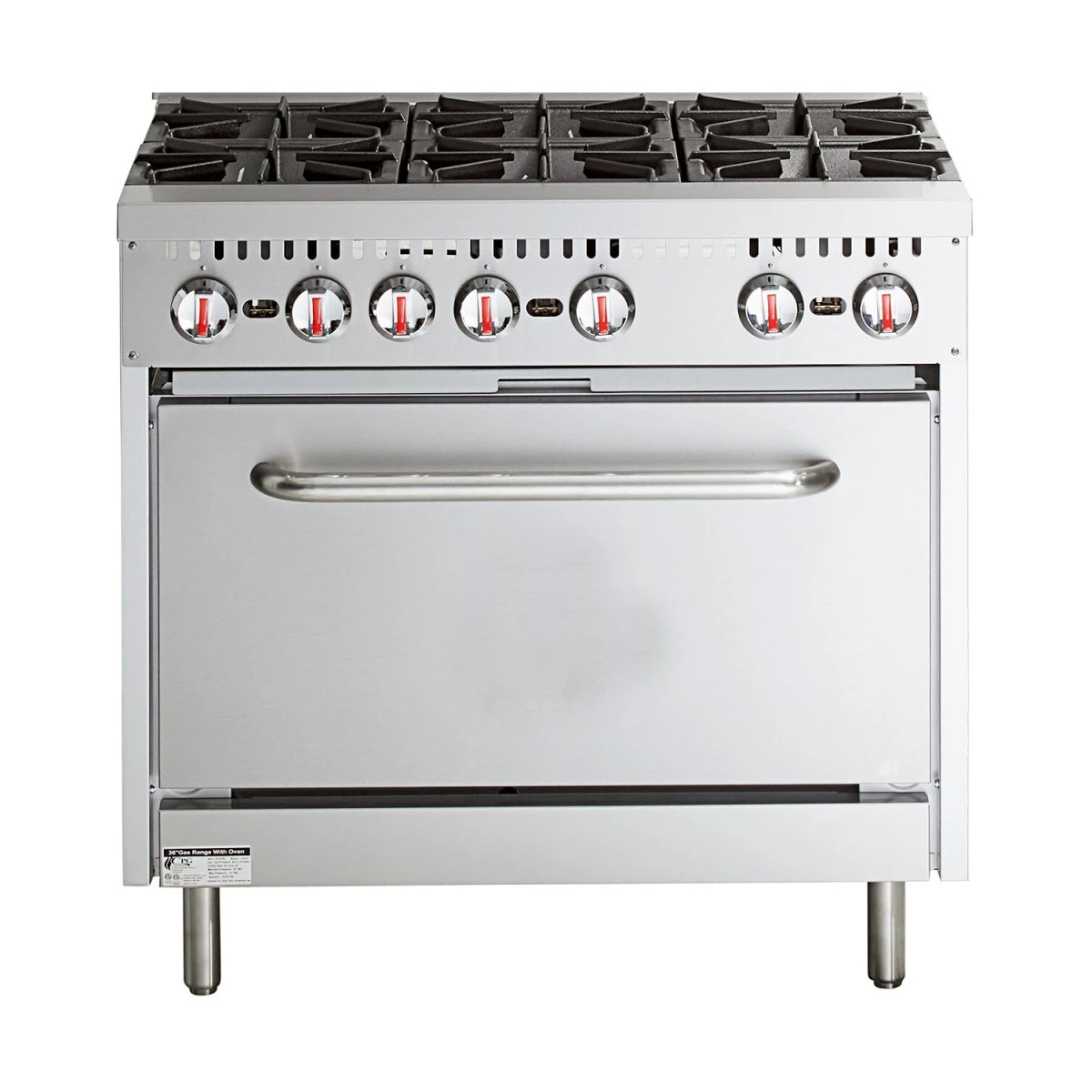 Professional Stainless Steel Gas Range Oven (8kW/hr) With 6 Burners (36kW/hr) And Removable Overshelf | Adexa RGR36X 3 Professional Stainless Steel Gas Range Oven (8kW/hr) With 6 Burners (36kW/hr) And Removable Overshelf | Adexa RGR36X
