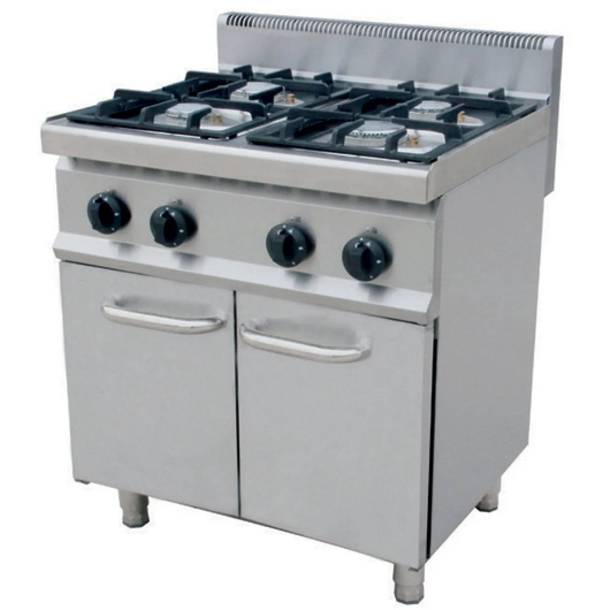 Professional Gas Cooker On Cabinet Base 4 Burners 20kW | Adexa THG7F4PW 3 Professional Gas Cooker On Cabinet Base 4 Burners 20kW | Adexa THG7F4PW