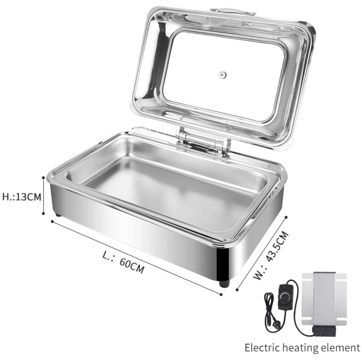 Chafing Dish Electric Glass Lid Stainless Steel 7 Litres GN1/1 | Adexa VICCD528 5 Chafing Dish Electric Glass Lid Stainless Steel 7 Litres GN1/1 | Adexa VICCD528 - Image 3