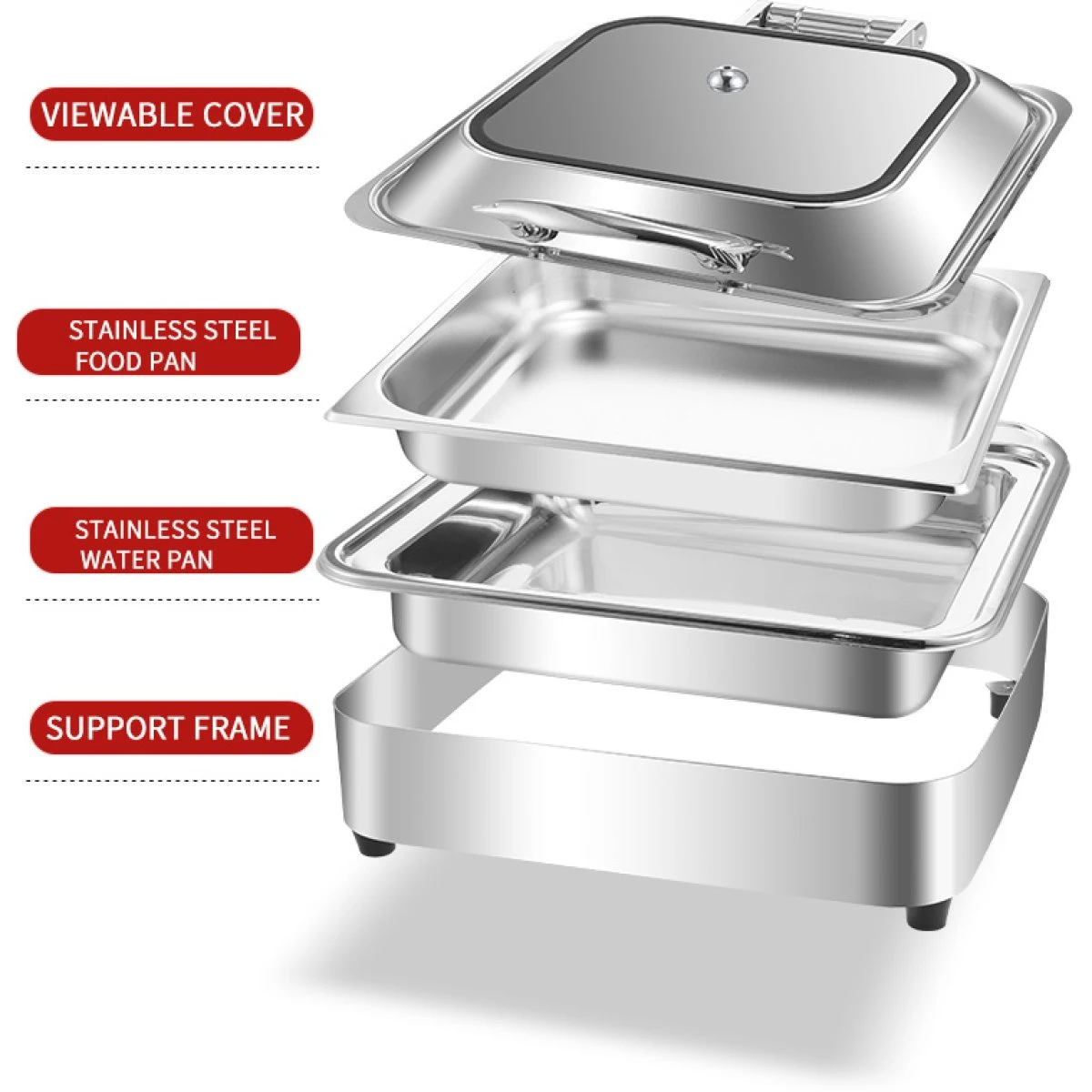 Chafing Dish Electric Glass Lid Stainless Steel 7 Litres GN1/1 | Adexa VICCD528 6 Chafing Dish Electric Glass Lid Stainless Steel 7 Litres GN1/1 | Adexa VICCD528 - Image 4
