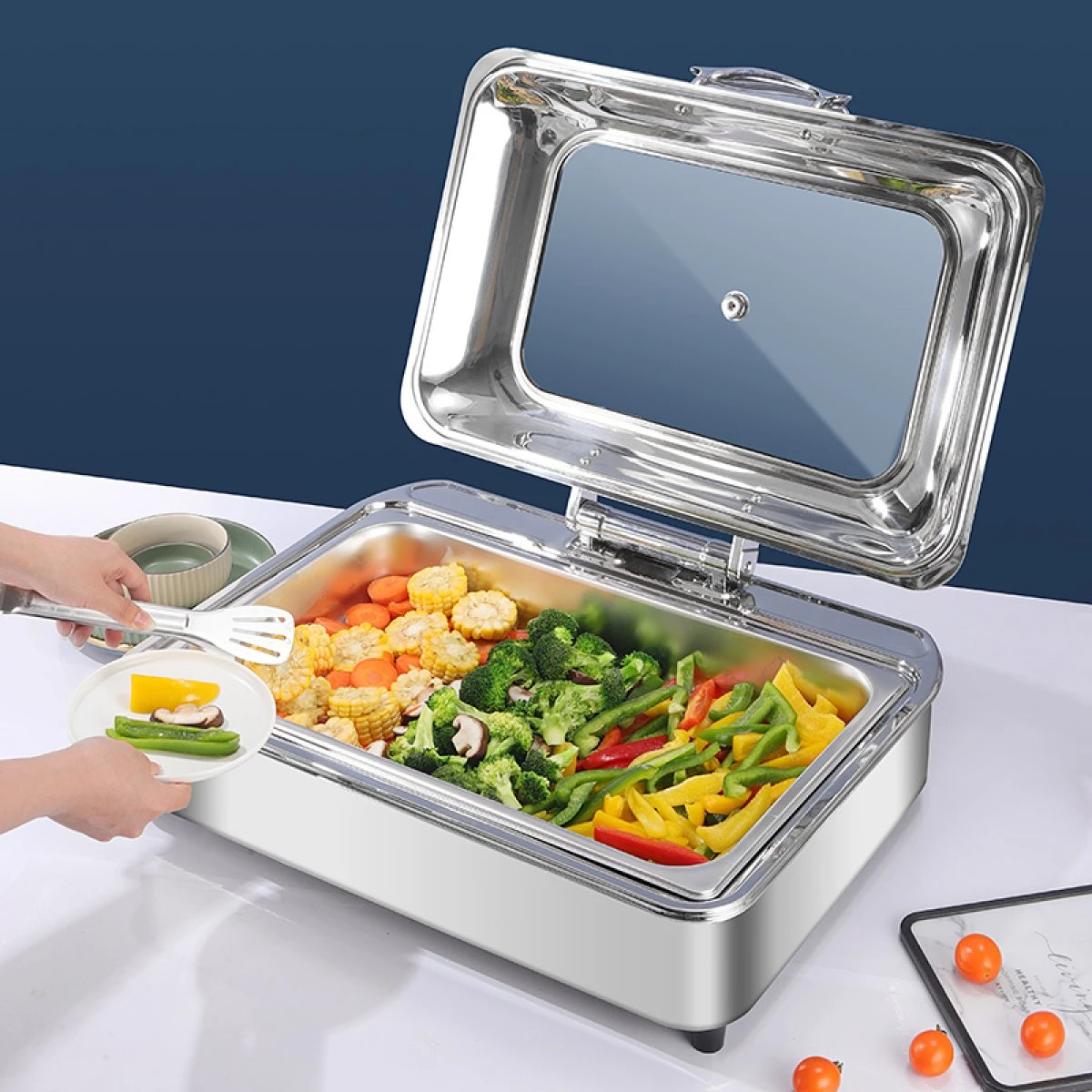 Chafing Dish Electric Glass Lid Stainless Steel 7 Litres GN1/1 | Adexa VICCD528 8 Chafing Dish Electric Glass Lid Stainless Steel 7 Litres GN1/1 | Adexa VICCD528 - Image 6