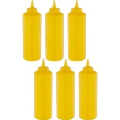6 Pack Of Squeeze Sauce Bottles 341ml/12oz Yellow | Adexa WQSB12WY
